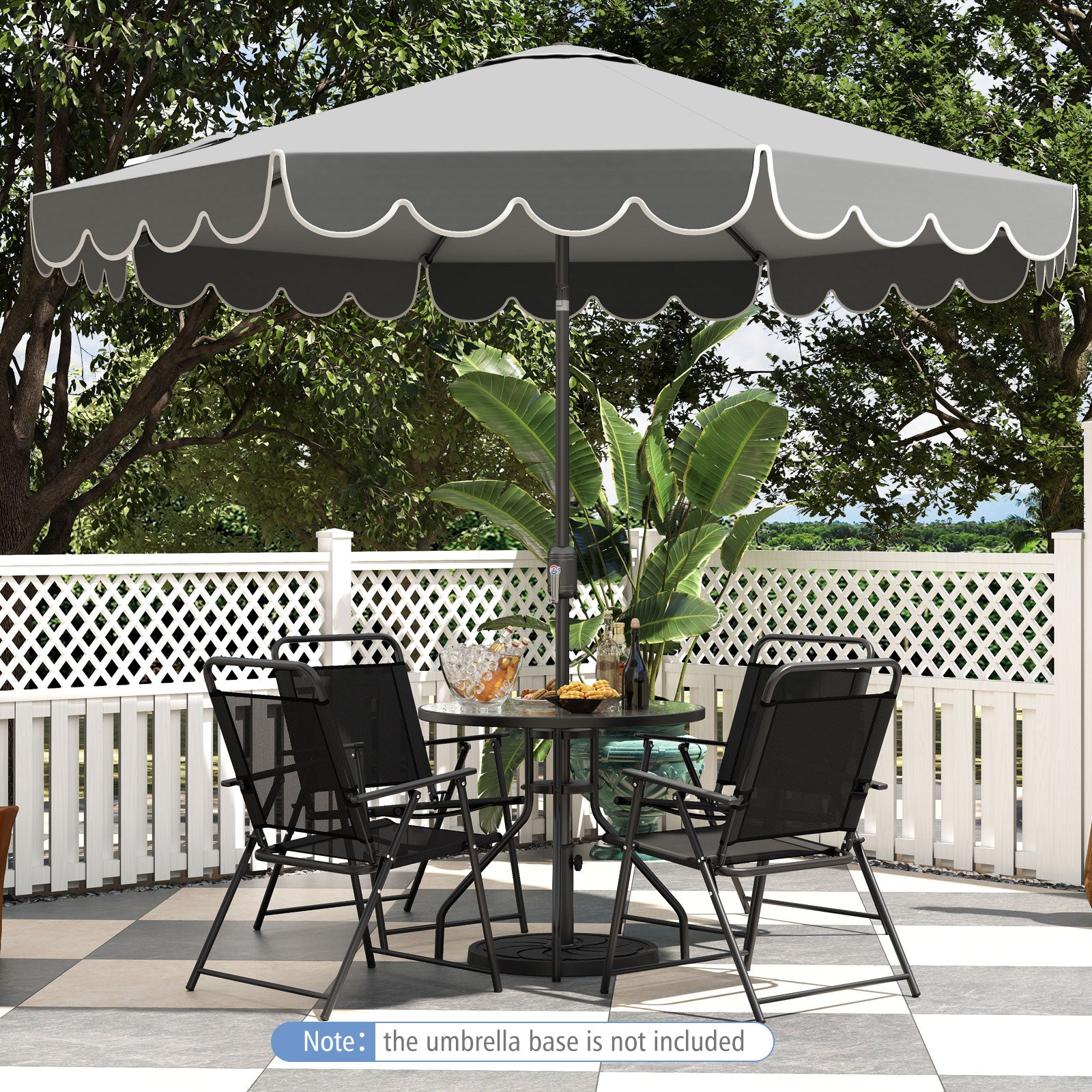 10 Feet Patio Umbrella Outdoor Market Umbrella with Crank Tilt Adjustment, Gray Outdoor Umbrellas at Gallery Canada