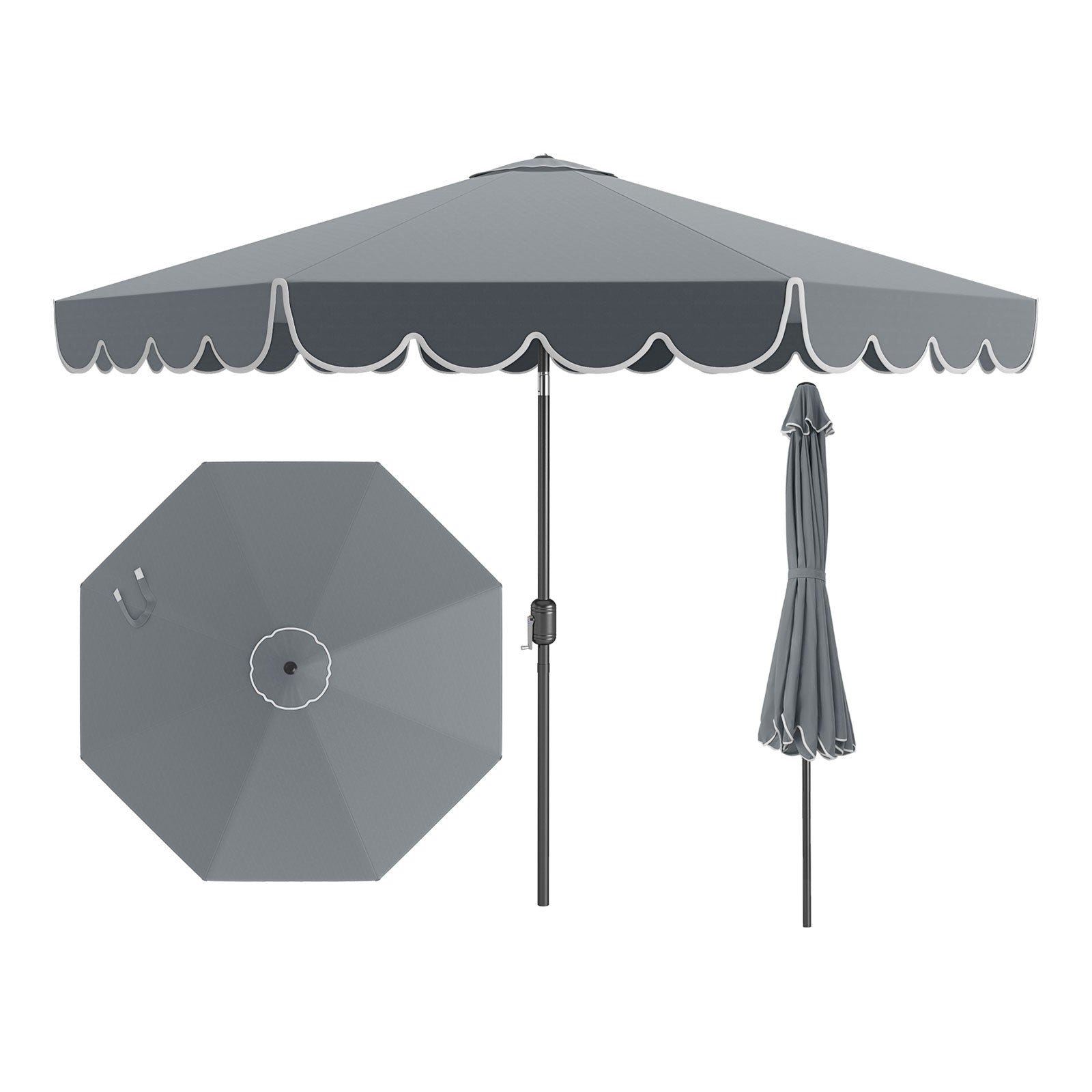 10 Feet Patio Umbrella Outdoor Market Umbrella with Crank Tilt Adjustment, Gray Outdoor Umbrellas at Gallery Canada