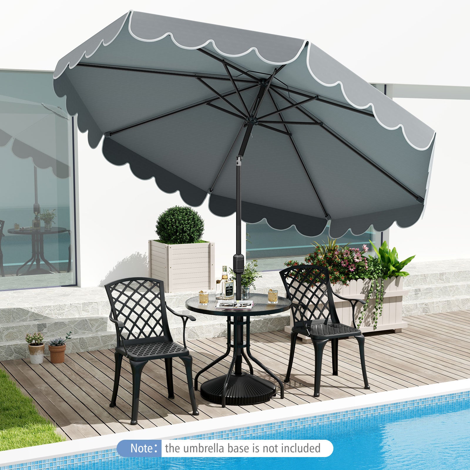 10 Feet Patio Umbrella Outdoor Market Umbrella with Crank Tilt Adjustment, Gray Outdoor Umbrellas at Gallery Canada