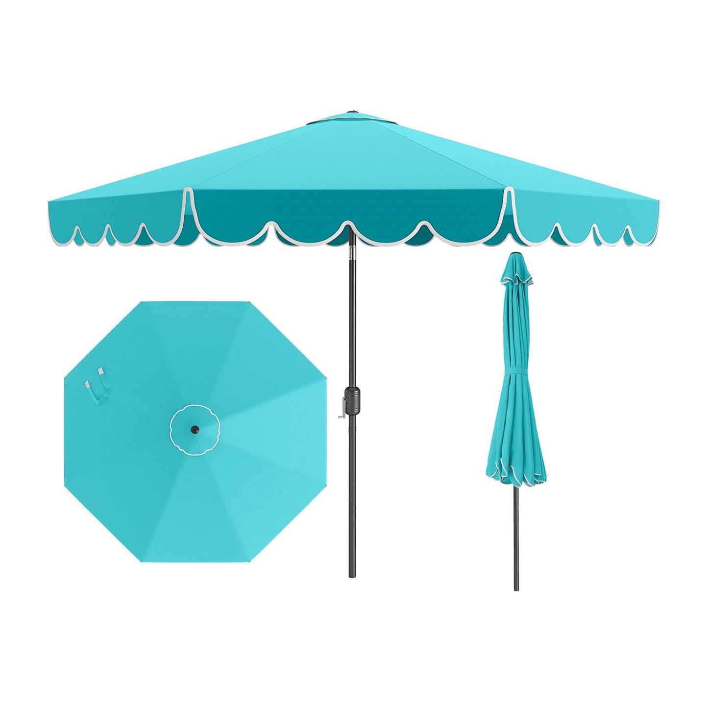 10 Feet Patio Umbrella Outdoor Market Umbrella with Crank Tilt Adjustment, Turquoise Outdoor Umbrellas Turquoise at Gallery Canada