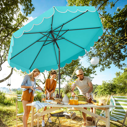 10 Feet Patio Umbrella Outdoor Market Umbrella with Crank Tilt Adjustment, Turquoise Outdoor Umbrellas at Gallery Canada
