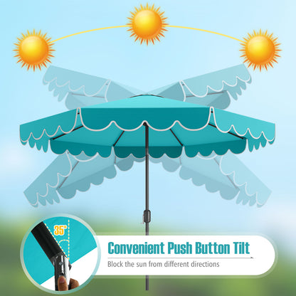 10 Feet Patio Umbrella Outdoor Market Umbrella with Crank Tilt Adjustment, Turquoise Outdoor Umbrellas at Gallery Canada