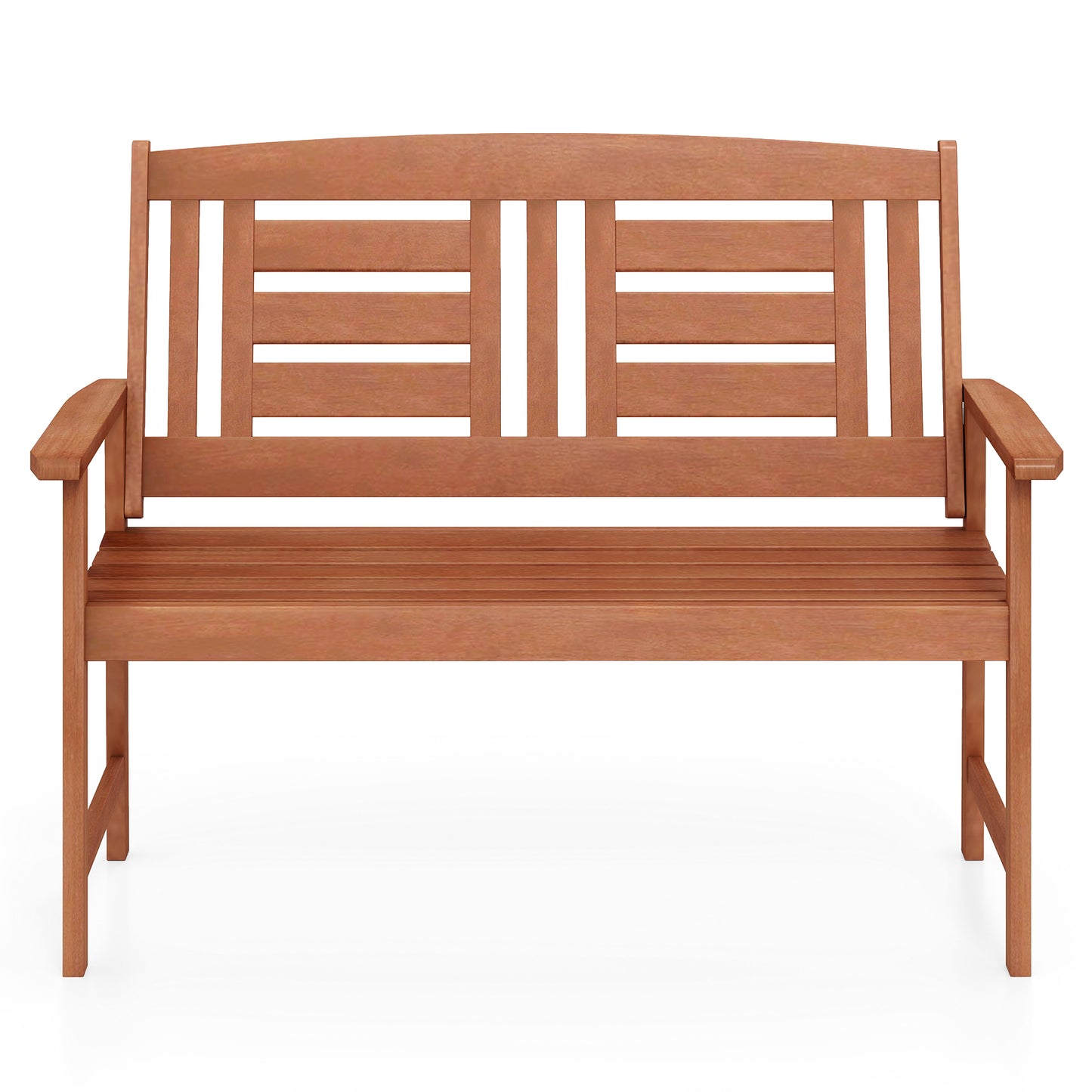 Outdoor Solid Wood Loveseat Hardwood 2-Seat Bench with Inclined Backrest and Slatted Seat, Natural Outdoor Benches at Gallery Canada