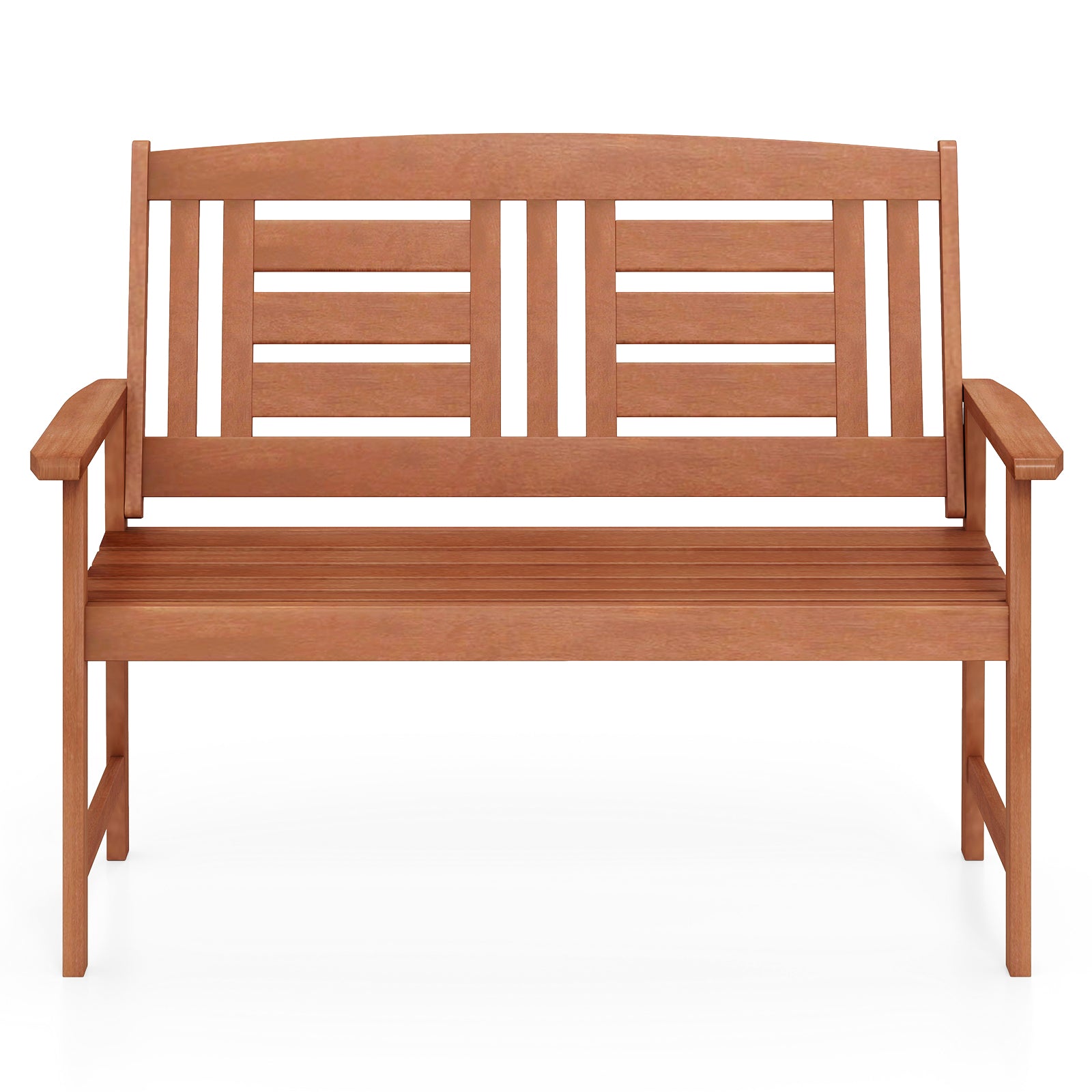 Outdoor Solid Wood Loveseat Hardwood 2-Seat Bench with Inclined Backrest and Slatted Seat, Natural Outdoor Benches at Gallery Canada