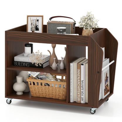 3-Tier Side End Table With Wheels, Walnut End & Side Tables Walnut at Gallery Canada