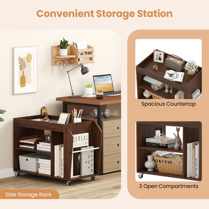 3-Tier Side End Table with Universal Wheels, Walnut End & Side Tables at Gallery Canada