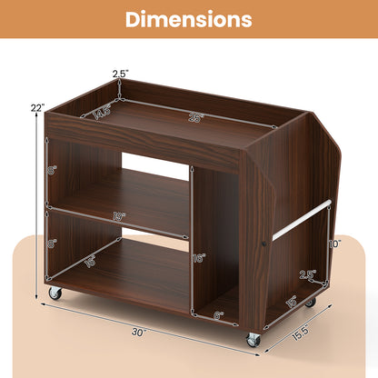 3-Tier Side End Table with Universal Wheels, Walnut End & Side Tables at Gallery Canada
