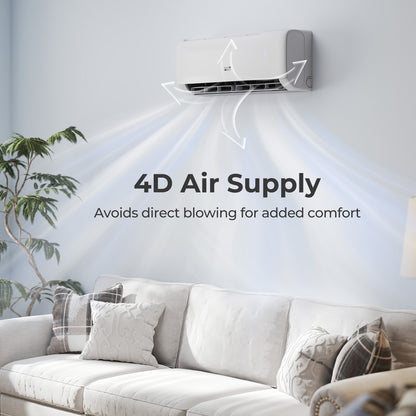 Airtural Series 12000 BTU 115V 22 SEER2 WiFi Enabled Mini Split Heat Pump, White Mini Split Air Conditioners at Gallery Canada