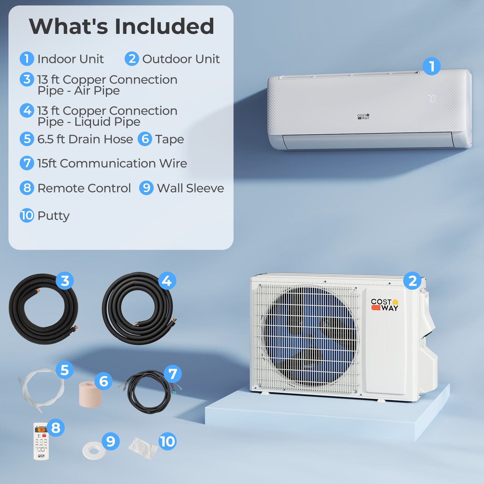 Airtural Series 12000 BTU 115V 22 SEER2 WiFi Enabled Mini Split Heat Pump, White Mini Split Air Conditioners at Gallery Canada