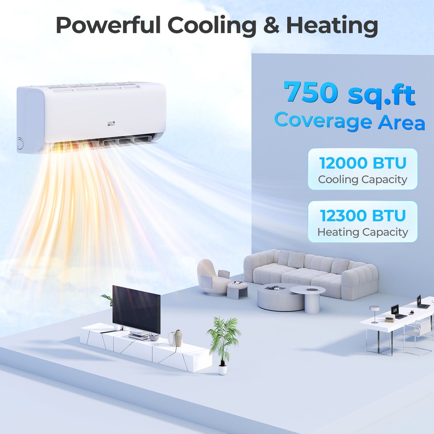 Airtural Series 12000 BTU 115V 22 SEER2 WiFi Enabled Mini Split Heat Pump, White Mini Split Air Conditioners at Gallery Canada