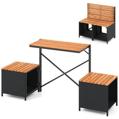 Transforming Picnic Table And Chairs Set With Storage, Black Patio Furniture Sets Black at Gallery Canada