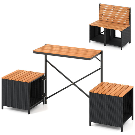 Transforming Picnic Table And Chairs Set With Storage, Black Patio Furniture Sets Black at Gallery Canada