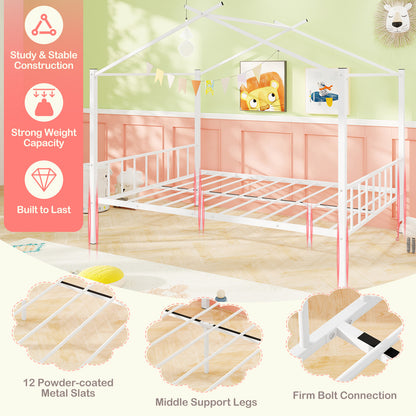 Full Size Metal House Bed With 2 Fabric Drawers, White Toddler Beds at Gallery Canada