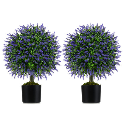 23 Inch Artificial Topiary Trees, Cement Pot, Purple Faux Plants Purple at Gallery Canada
