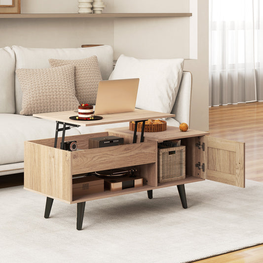 Lift Top Coffee Table with Storage and Hidden Compartment, Natural Coffee Tables Natural at Gallery Canada