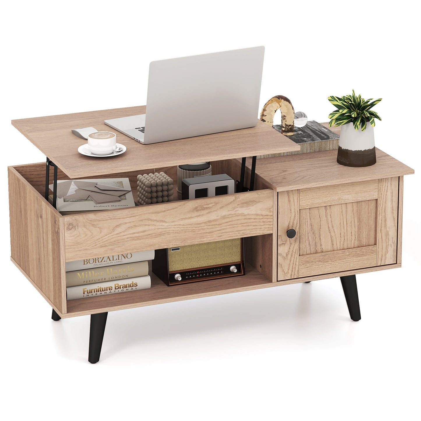 Lift Top Coffee Table with Storage and Hidden Compartment, Natural Coffee Tables at Gallery Canada