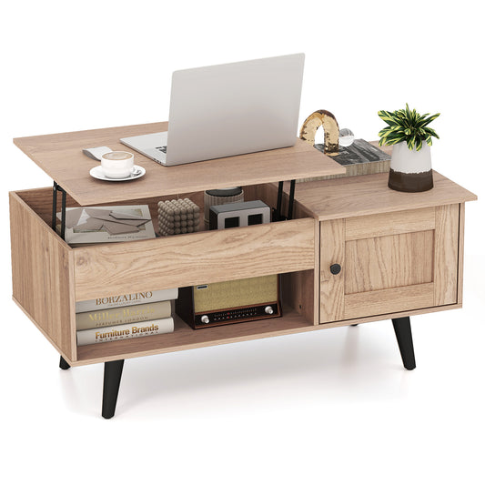 Lift Top Coffee Table with Storage and Hidden Compartment, Natural Coffee Tables Natural at Gallery Canada
