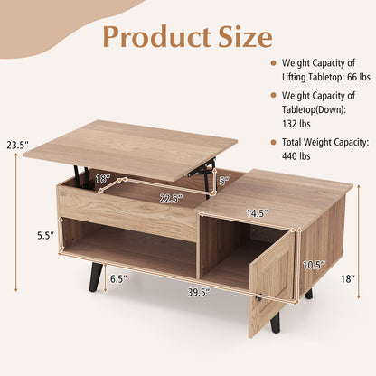 Lift Top Coffee Table with Storage and Hidden Compartment, Natural Coffee Tables at Gallery Canada