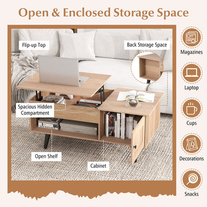 Lift Top Coffee Table with Storage and Hidden Compartment, Natural Coffee Tables at Gallery Canada