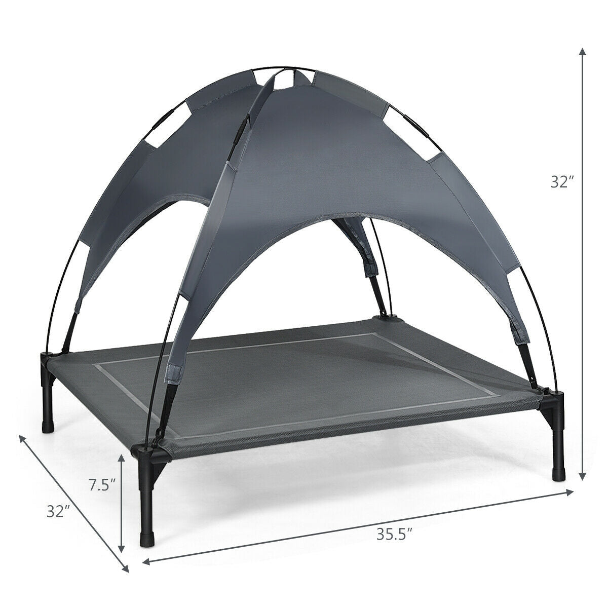Portable Elevated Outdoor Pet Bed with Removable Canopy Shade-36 Inch, Dark Gray Dog Supplies at Gallery Canada
