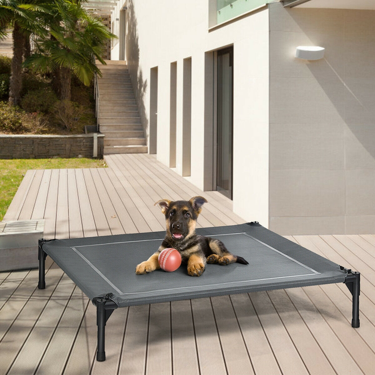 Portable Elevated Outdoor Pet Bed with Removable Canopy Shade-36 Inch, Dark Gray Dog Supplies at Gallery Canada