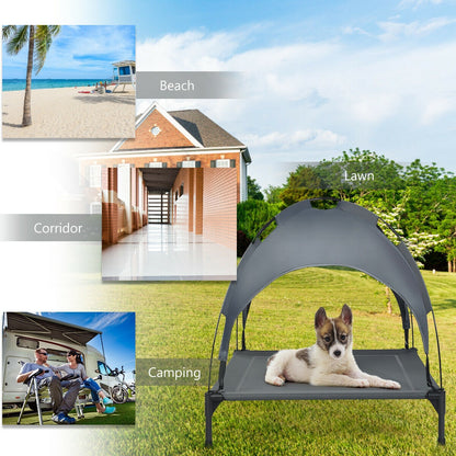 Portable Elevated Outdoor Pet Bed with Removable Canopy Shade-36 Inch, Dark Gray Dog Supplies at Gallery Canada