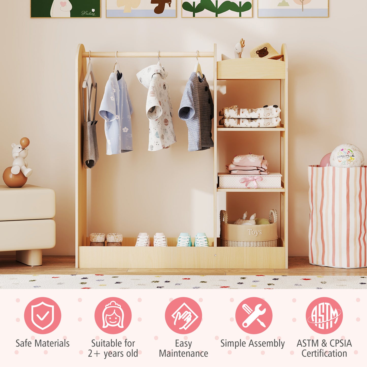 Kids Dress Up Storage With Mirror, Natural Kids Storage at Gallery Canada