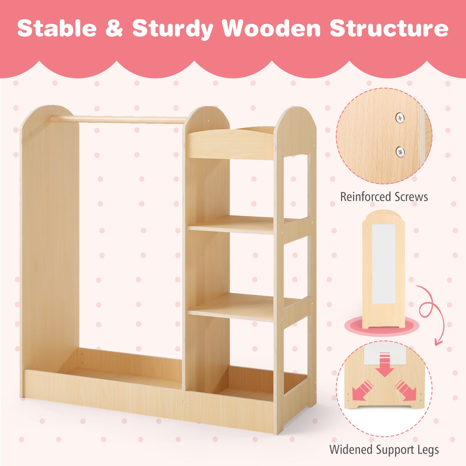 Kids Dress Up Storage With Mirror, Natural Kids Storage at Gallery Canada