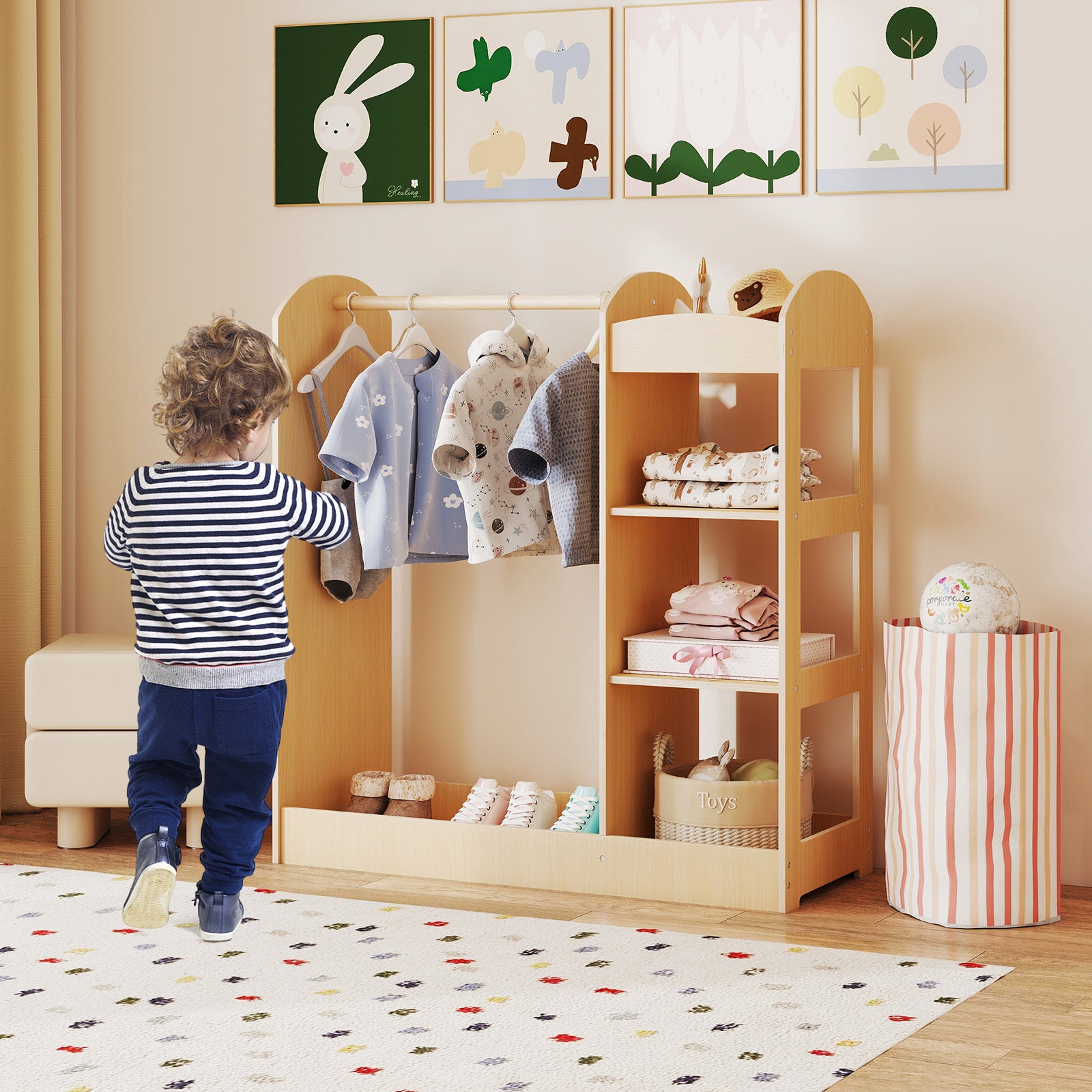 Kids Dress Up Storage With Mirror, Natural Kids Storage at Gallery Canada