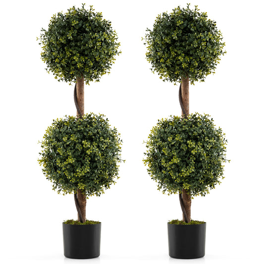 Set Of 2 Artificial Double Topiary Ball Trees Faux Plants Options at Gallery Canada