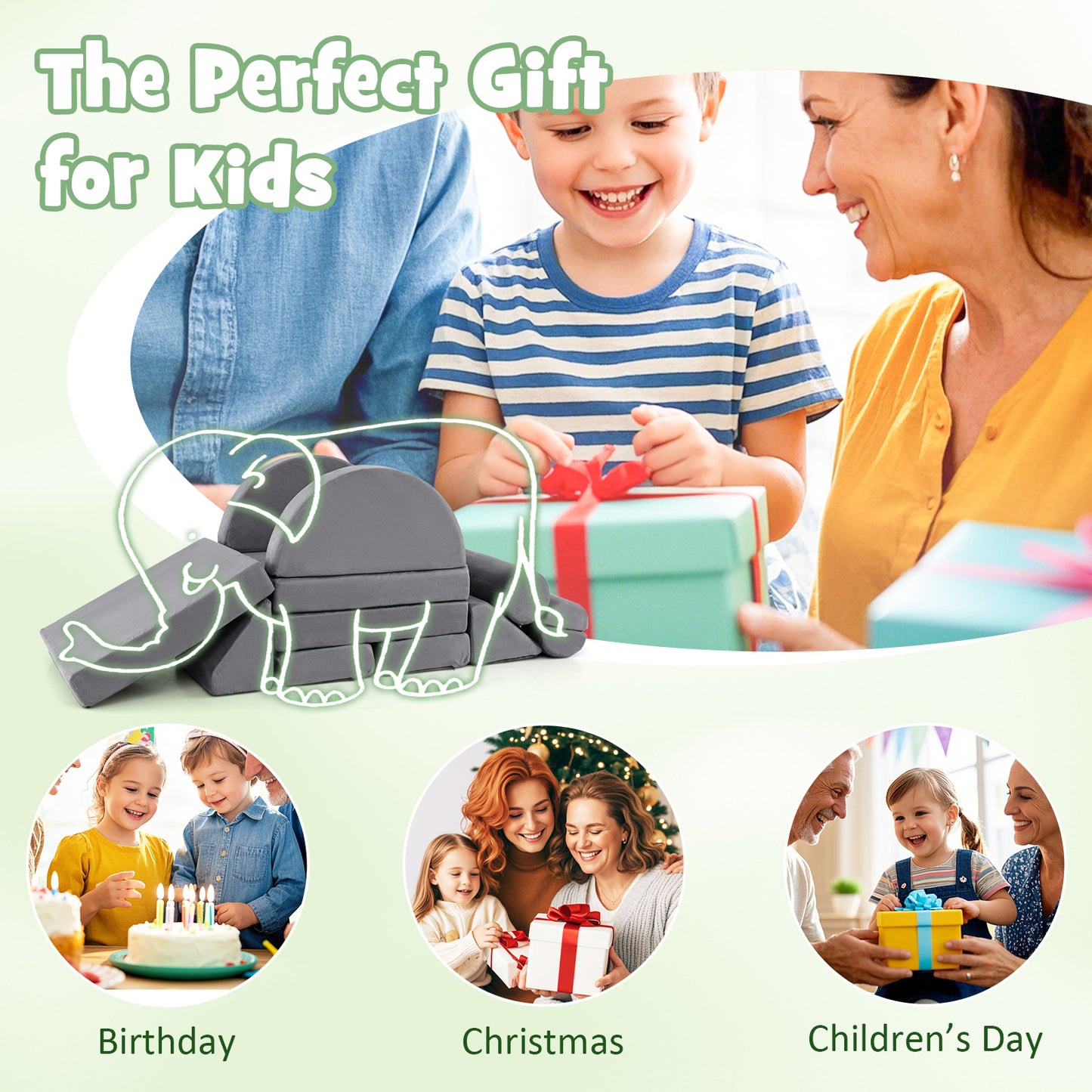 13 Pieces Convertible Modular Kids Play Couch for Nursery Playroom Bedroom, Gray Kids Chairs & Seating at Gallery Canada