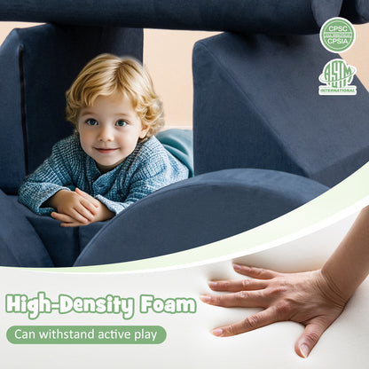 13 Pieces Convertible Modular Kids Play Couch for Nursery Playroom Bedroom, Gray Kids Chairs & Seating at Gallery Canada