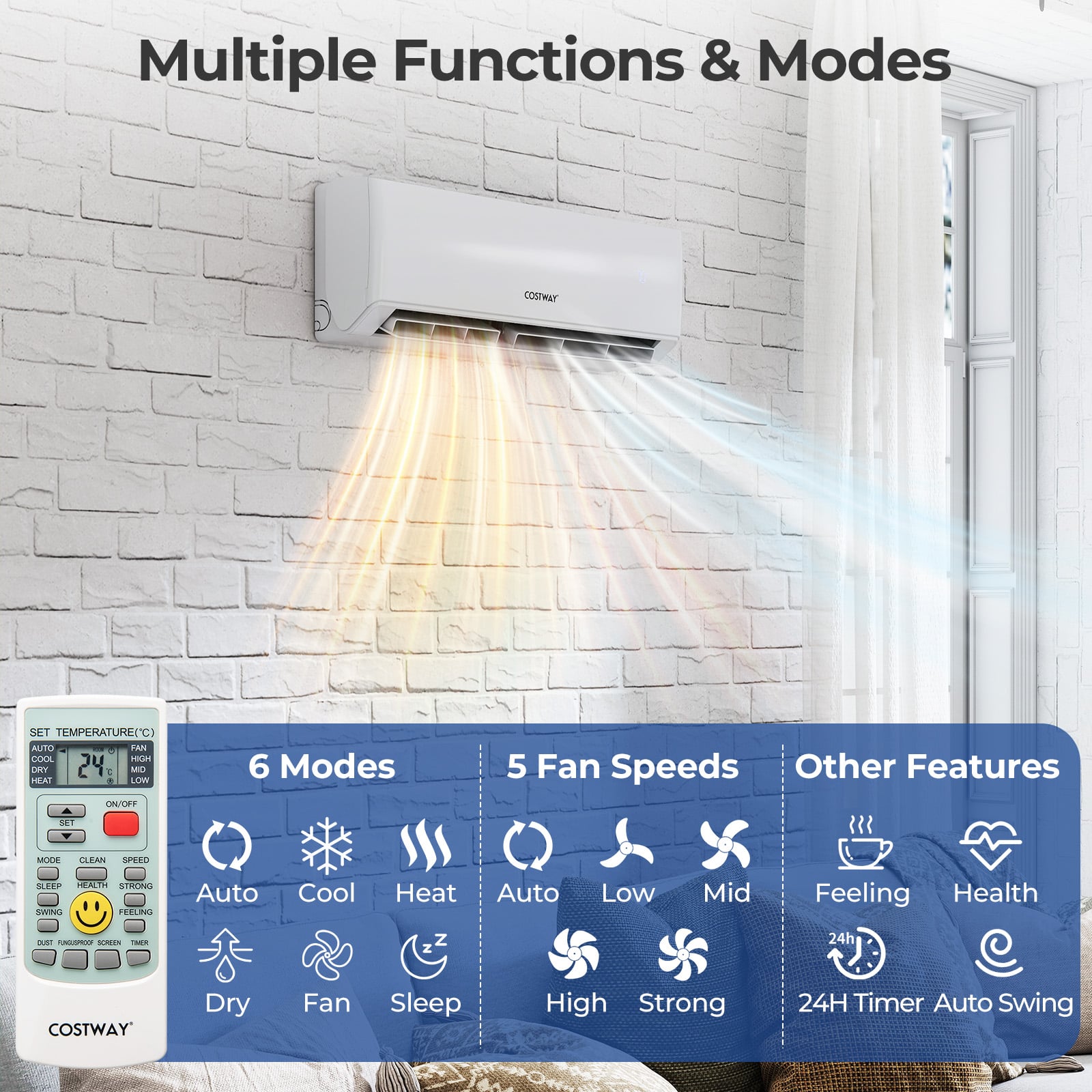 18000 BTU 2 Zone 22 SEER2 Mini Split AC, Wifi Enabled Heat Pump, White Mini Split Air Conditioners at Gallery Canada