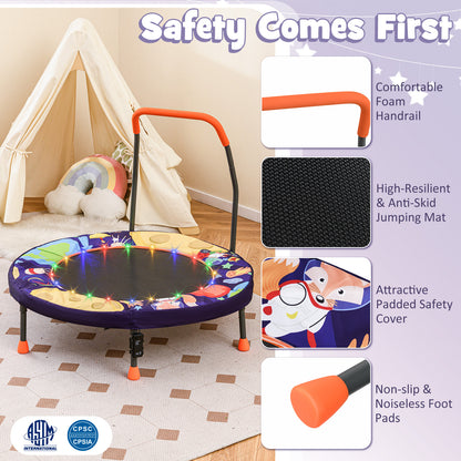 Mini Trampoline Folding Small Rebounder for Kids with Lights, Purple Trampolines at Gallery Canada