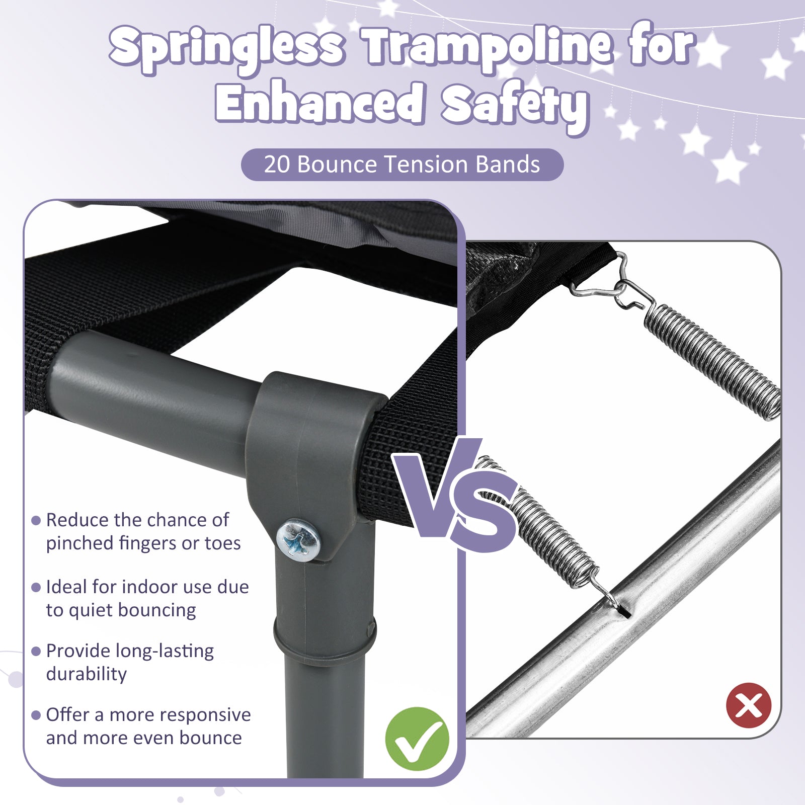 Mini Trampoline Folding Small Rebounder for Kids with Lights, Purple Trampolines at Gallery Canada