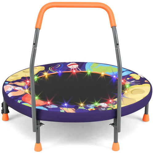 Mini Trampoline Folding Small Rebounder for Kids with Lights, Purple
