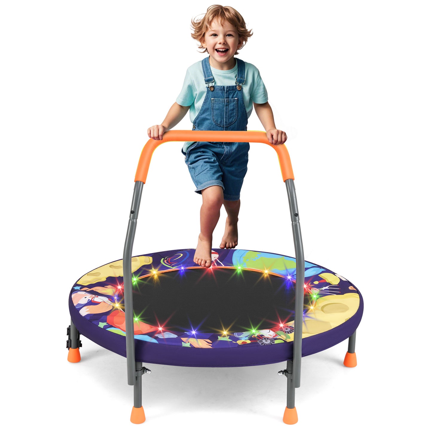 Mini Trampoline Folding Small Rebounder for Kids with Lights, Purple Trampolines at Gallery Canada