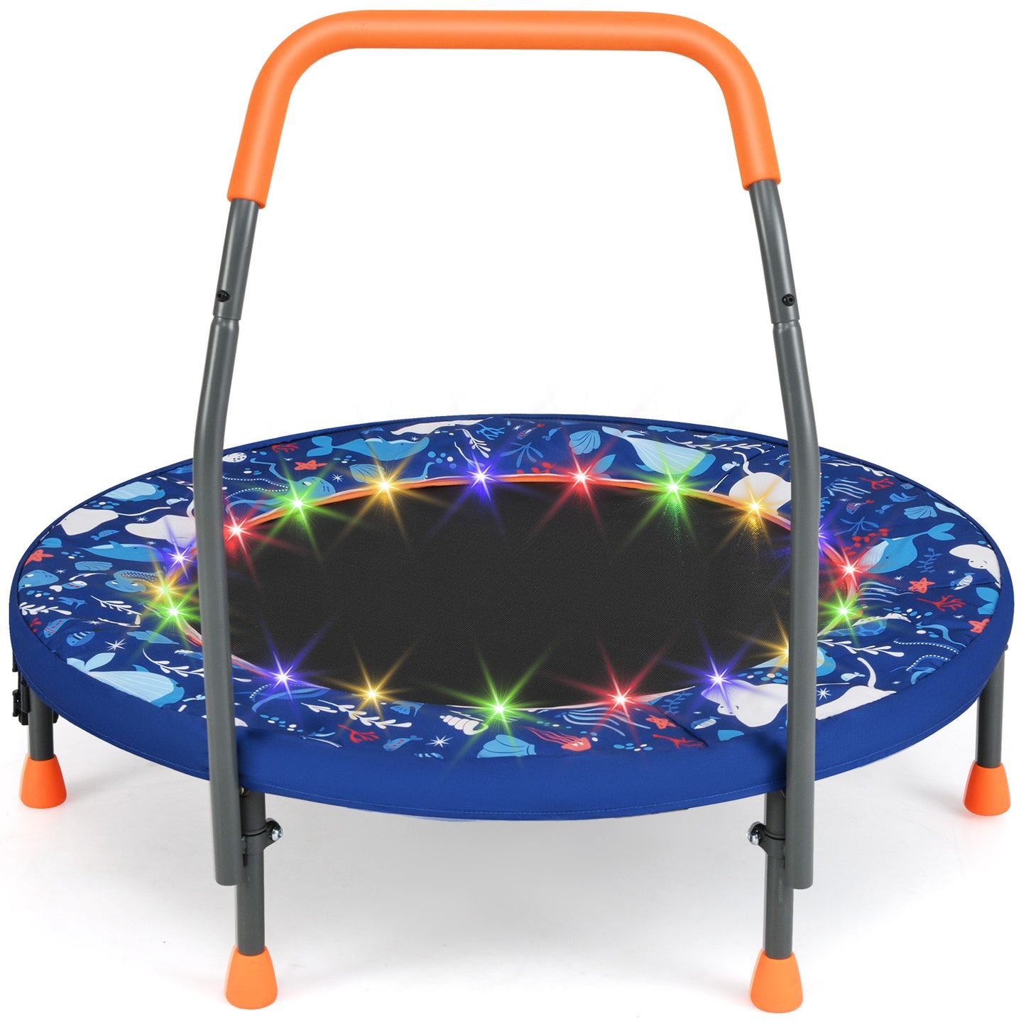 Mini Trampoline Folding Small Rebounder for Kids with Lights, Navy Trampolines at Gallery Canada