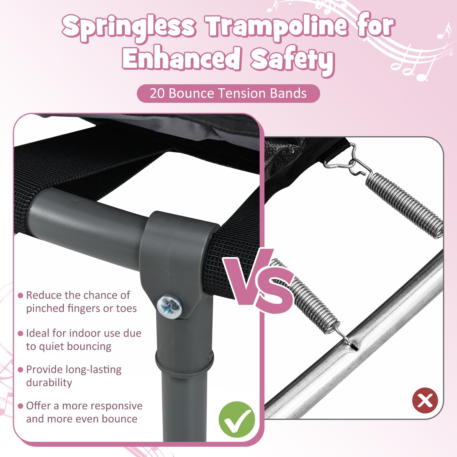 Mini Trampoline Folding Small Rebounder for Kids with Lights, Pink Trampolines at Gallery Canada