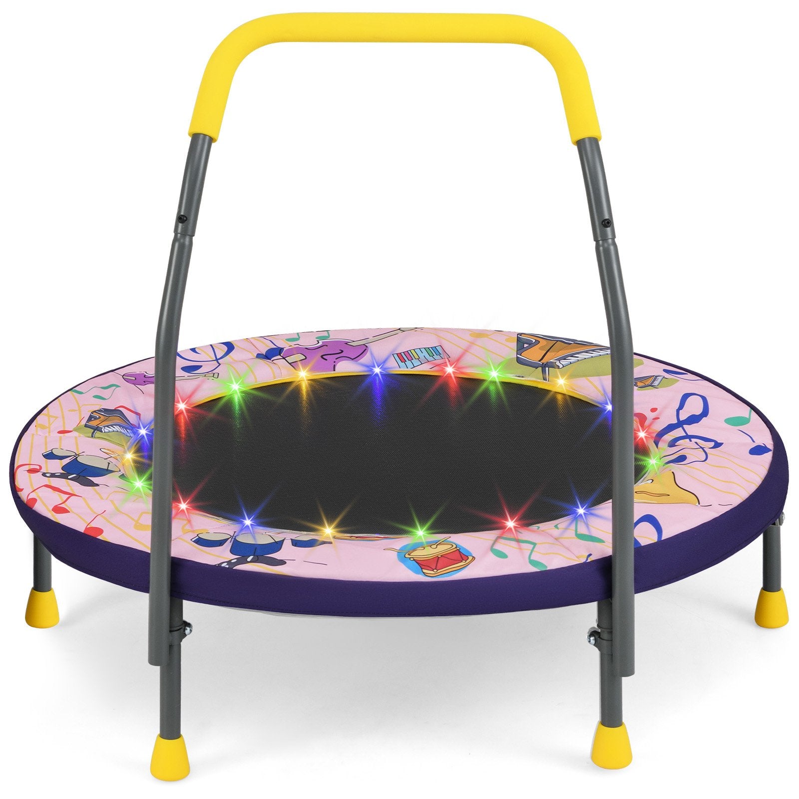 Mini Trampoline Folding Small Rebounder for Kids with Lights, Pink Trampolines Pink at Gallery Canada