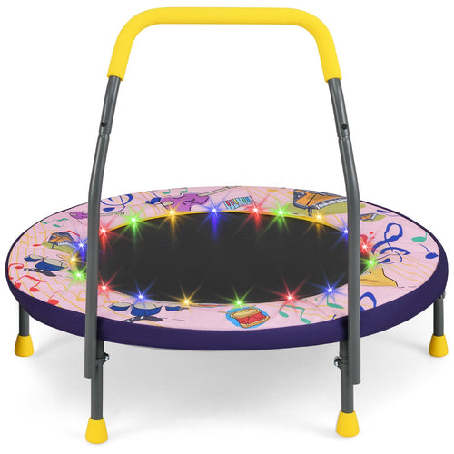 Mini Trampoline Folding Small Rebounder for Kids with Lights, Pink