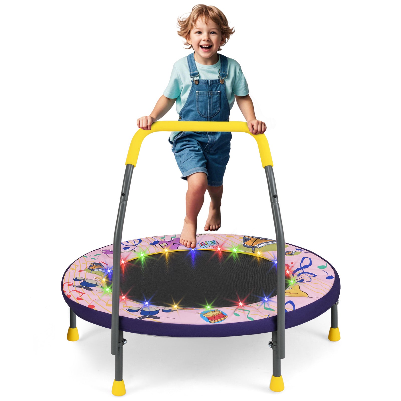 Mini Trampoline Folding Small Rebounder for Kids with Lights, Pink Trampolines at Gallery Canada