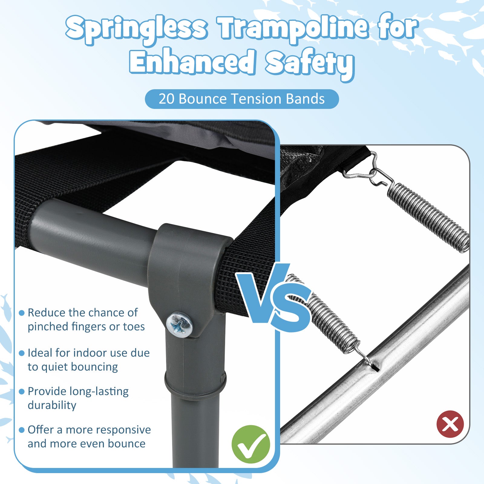 Mini Trampoline Folding Small Rebounder for Kids with Lights, Blue Trampolines at Gallery Canada