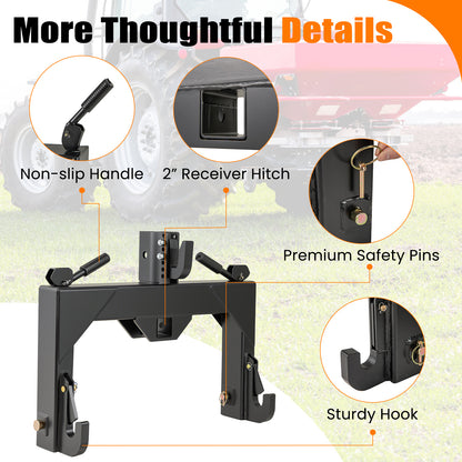 3-Point Quick Hitch, 5 Level Adjustable Bolt, Black Garden Tools at Gallery Canada