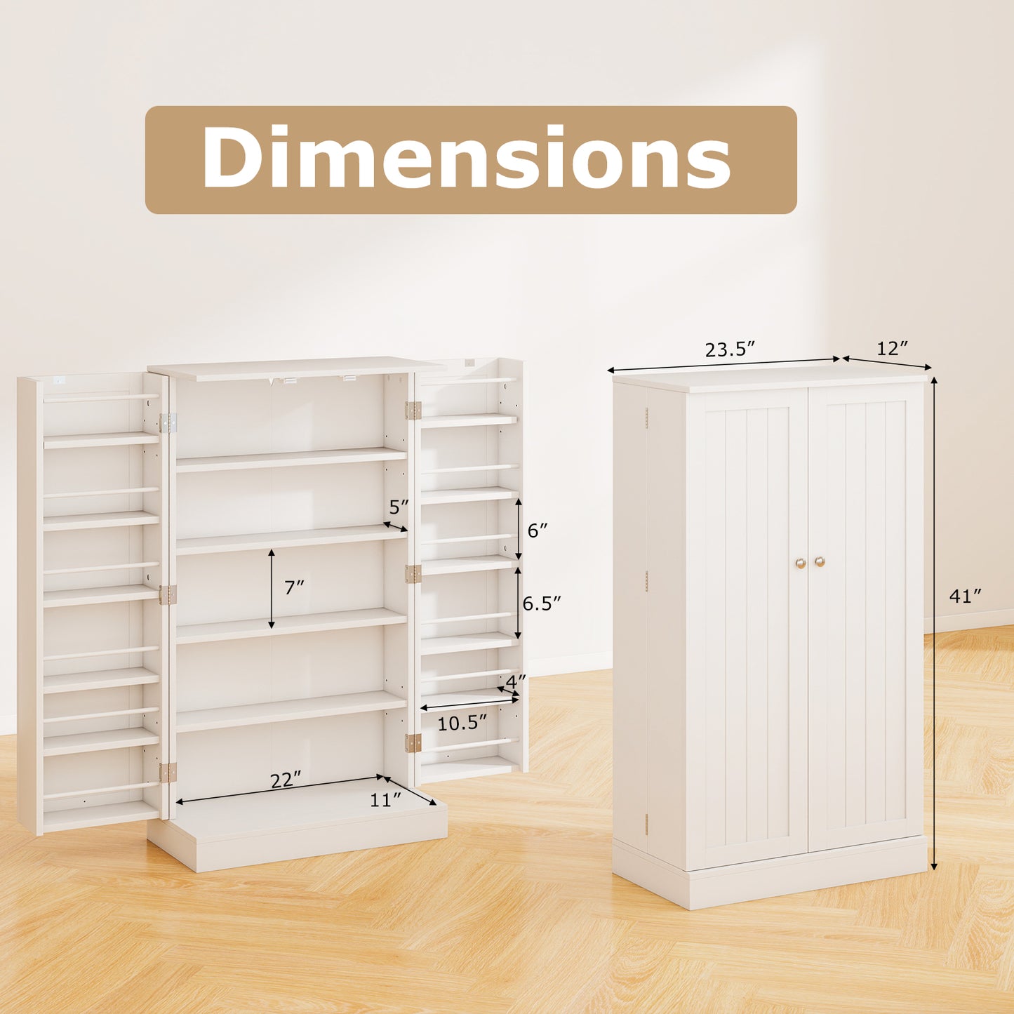 41 Inch Tall Pantry Cabinet Kitchen Storage Cabinet with Doors and Shelves, White Sideboards Cabinets & Buffets at Gallery Canada