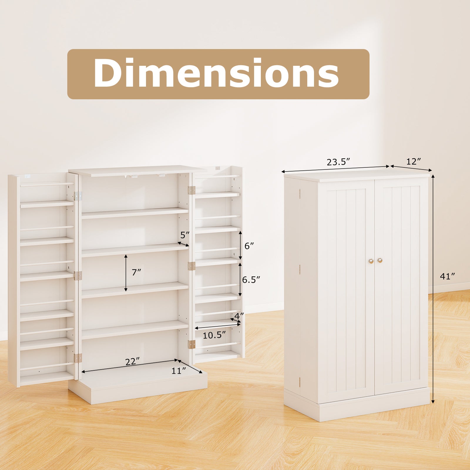 41 Inch Tall Pantry Cabinet Kitchen Storage Cabinet with Doors and Shelves, White Sideboards Cabinets & Buffets at Gallery Canada