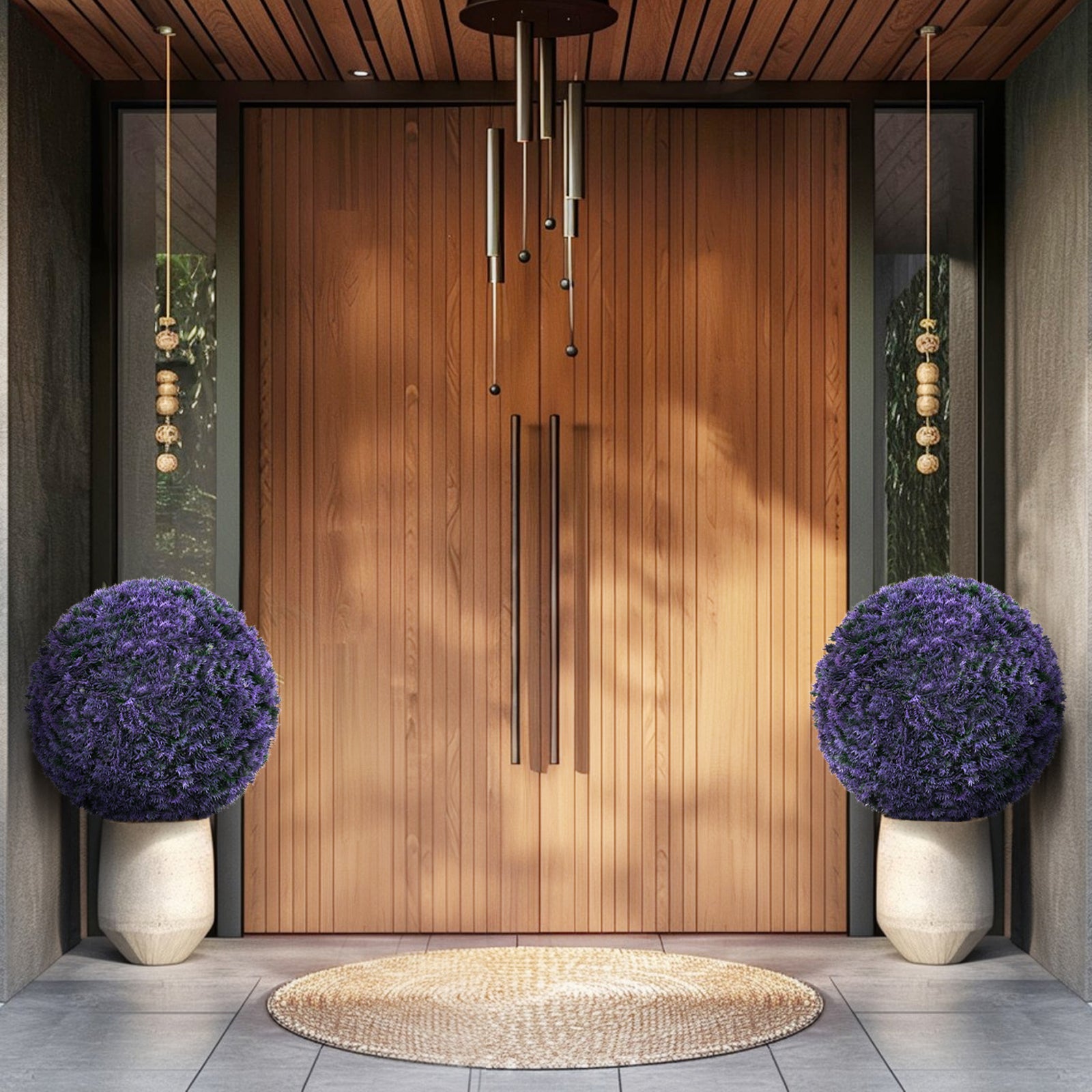 15 Inch Round Artificial Plant Boxwood Topiary Balls Set of 2 for Indoor Outdoor, Purple Faux Plants at Gallery Canada