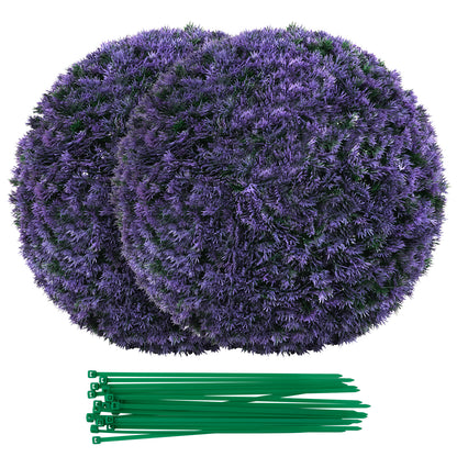 15 Inch Round Artificial Boxwood Topiary Balls, Set Of 2, Purple Faux Plants at Gallery Canada
