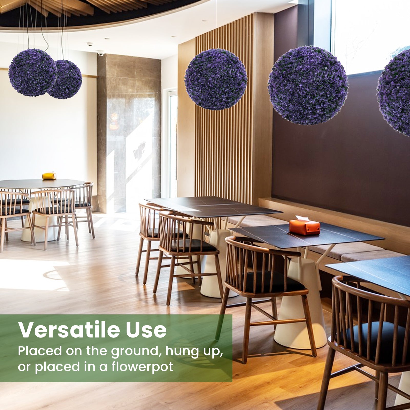 15 Inch Round Artificial Plant Boxwood Topiary Balls Set of 2 for Indoor Outdoor, Purple Faux Plants at Gallery Canada