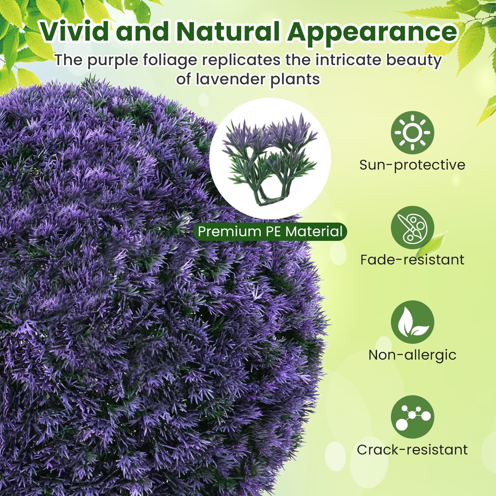 15 Inch Round Artificial Plant Boxwood Topiary Balls Set of 2 for Indoor Outdoor, Purple Faux Plants at Gallery Canada